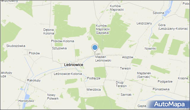 mapa Majdan Leśniowski, Majdan Leśniowski na mapie Targeo